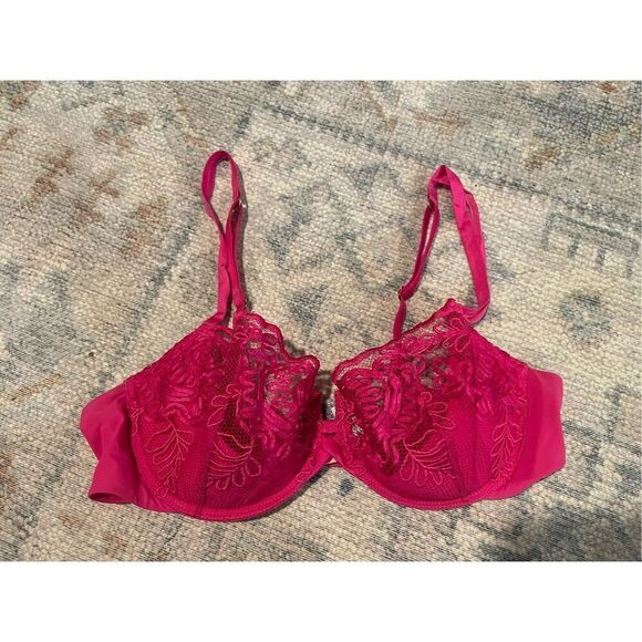 Victoria Secret very sexy push up without padding bra pink lace size 36D - Picture 1 of 6